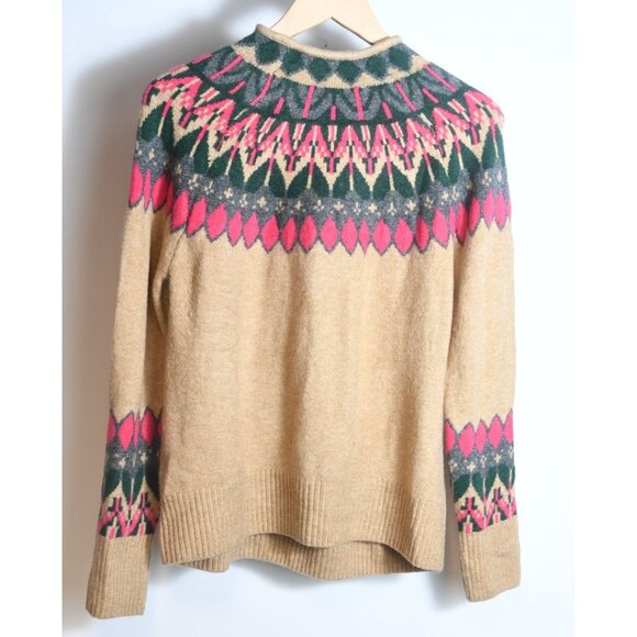 CeCe “Fair Isle” Heather Nordic Knit Sweater Camel Pink Camel Preppy Size XS - Picture 1 of 11